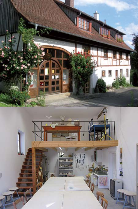 Keramikatelier Außenansicht und Innenansicht